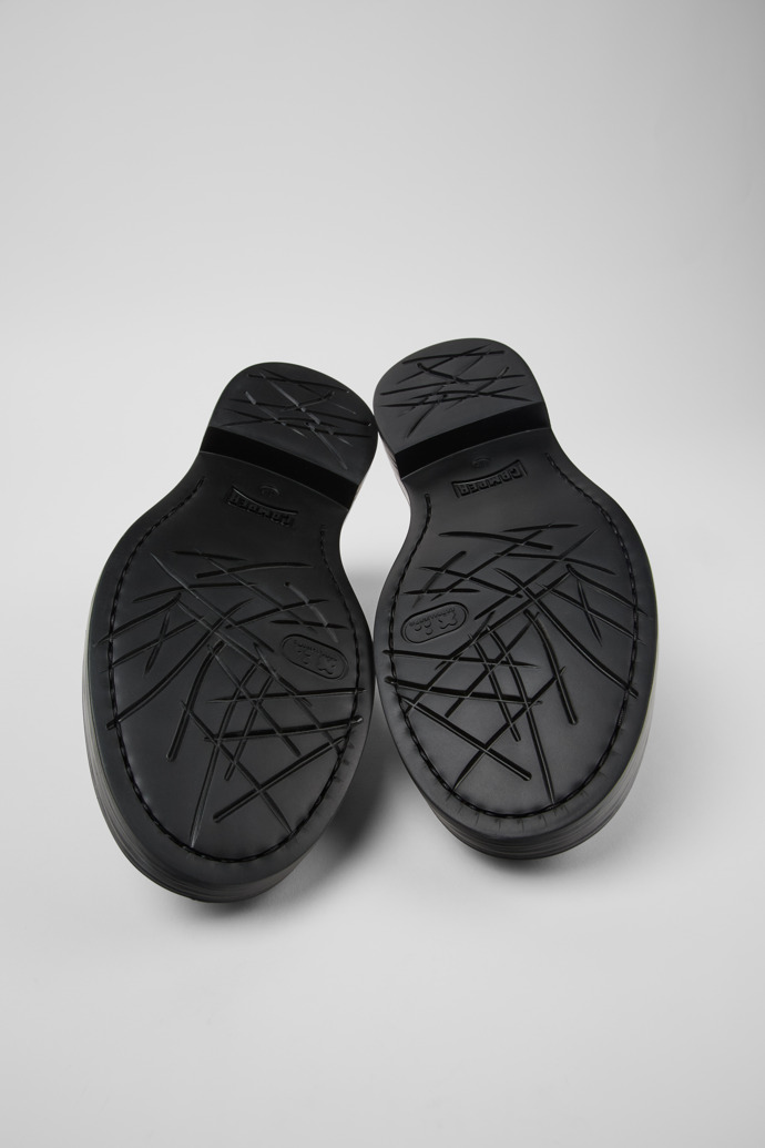 The soles of Dean Black Leather Moccasins for Men.