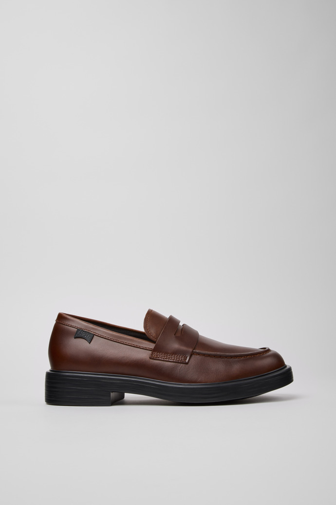 Side view of Dean Brown Leather Moccasins for Men.