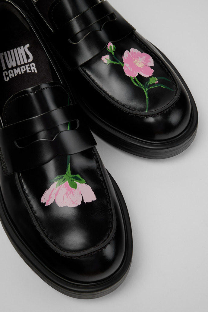 CAMPER TWINS レザー ローファー スナップボタン 箱付き Twins Black Formal Shoes for Men - Autumn / Winter collection