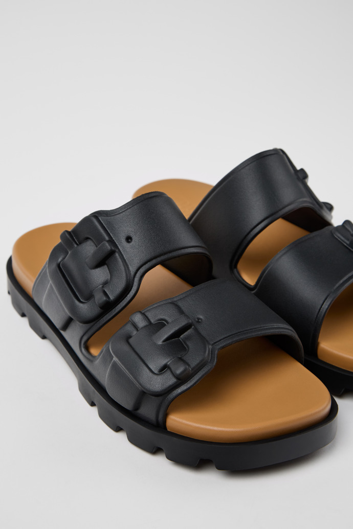 Close-up view of Brutus Sandal Black Synthetic Sandals for Men.