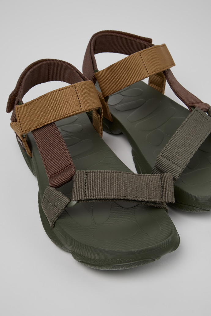 Close-up view of Karst Sandal Brown Textile Sandals for Men.