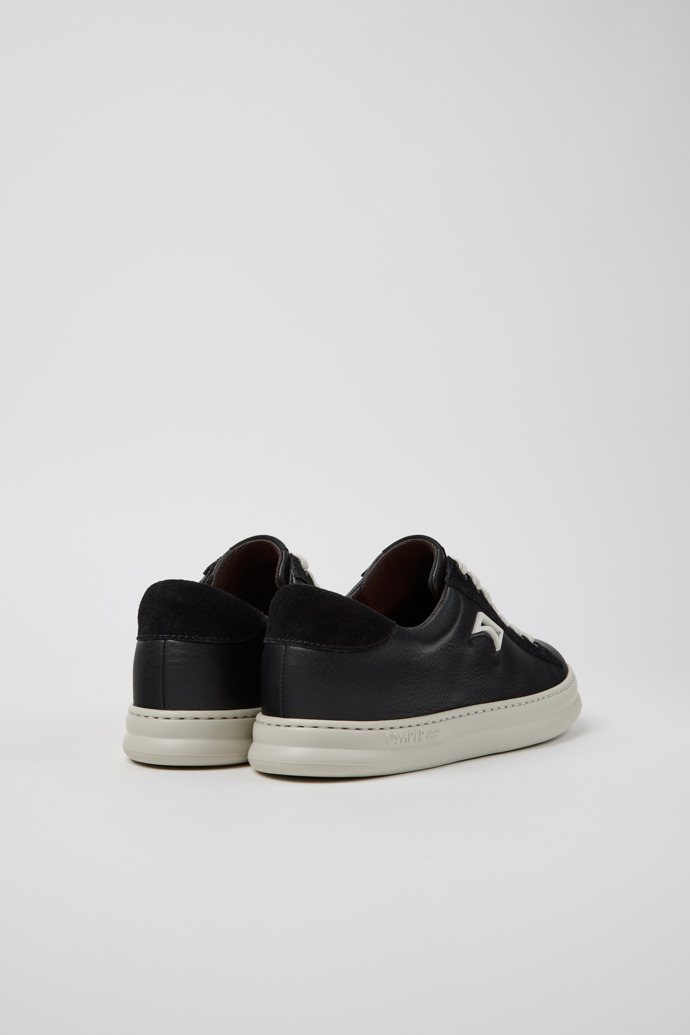 Back view of Runner Black Leather and Nubuck Sneakers for Men.