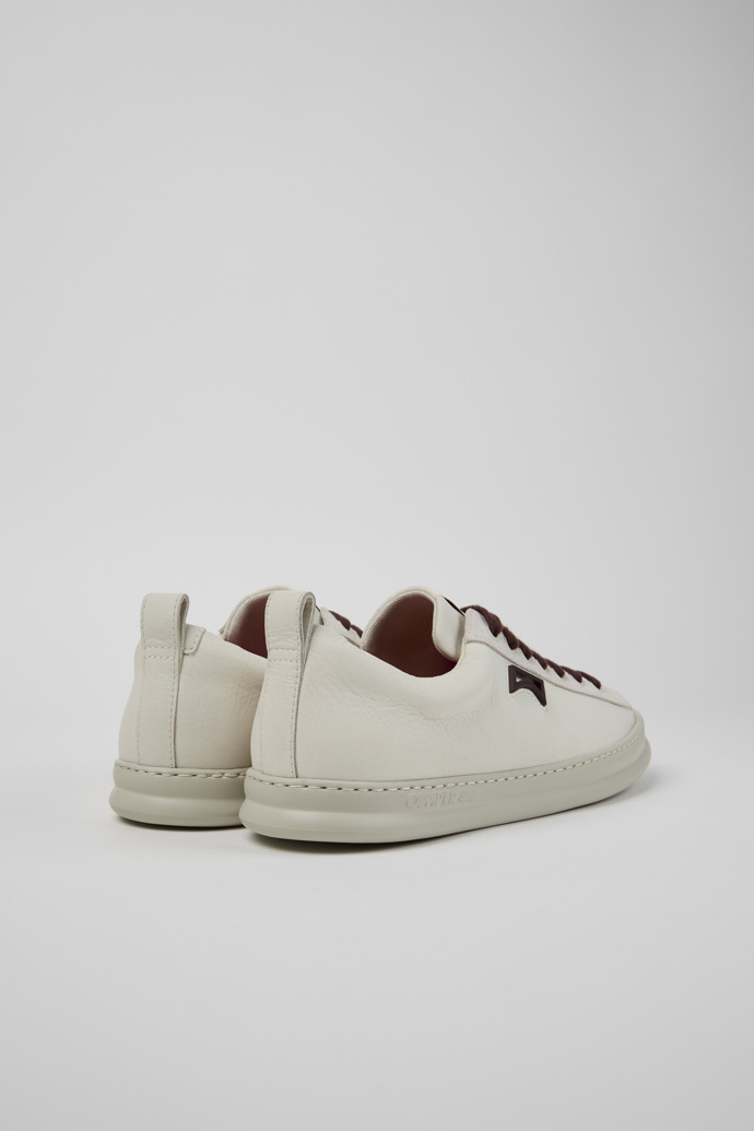 Back view of Runner White Leather and Nubuck Sneakers for Men.