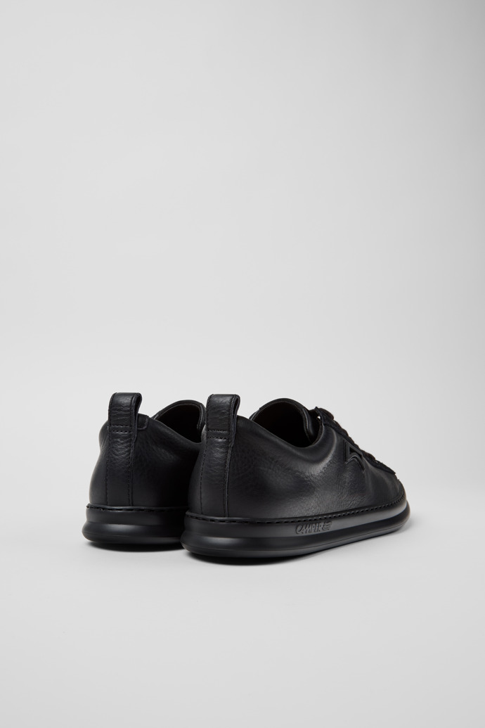 Back view of Runner Black Leather and Nubuck Sneakers for Men.