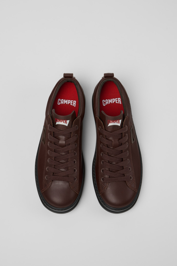 Overhead view of Runner Brown Leather Sneakers for Men.