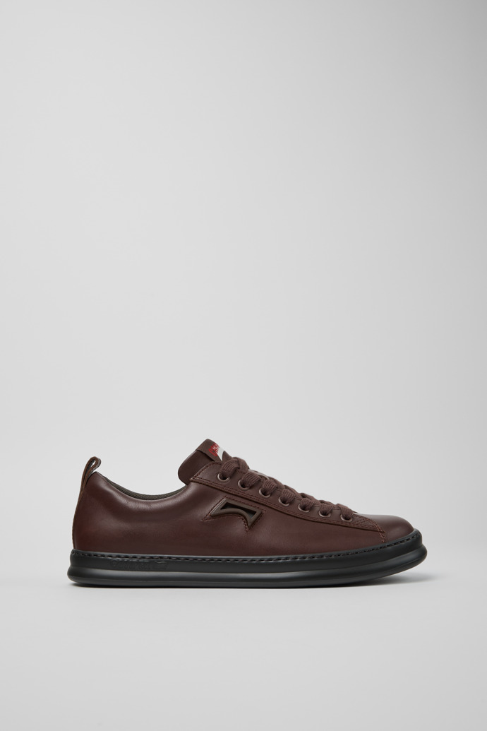 Side view of Runner Brown Leather Sneakers for Men.
