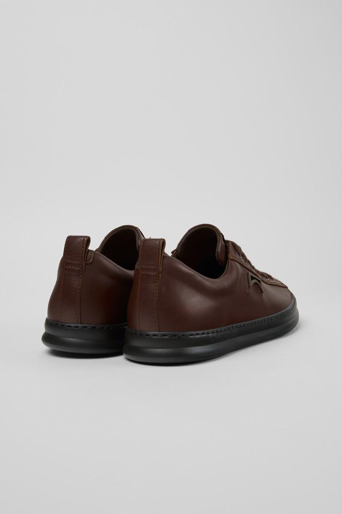 Back view of Runner Brown Leather Sneakers for Men.
