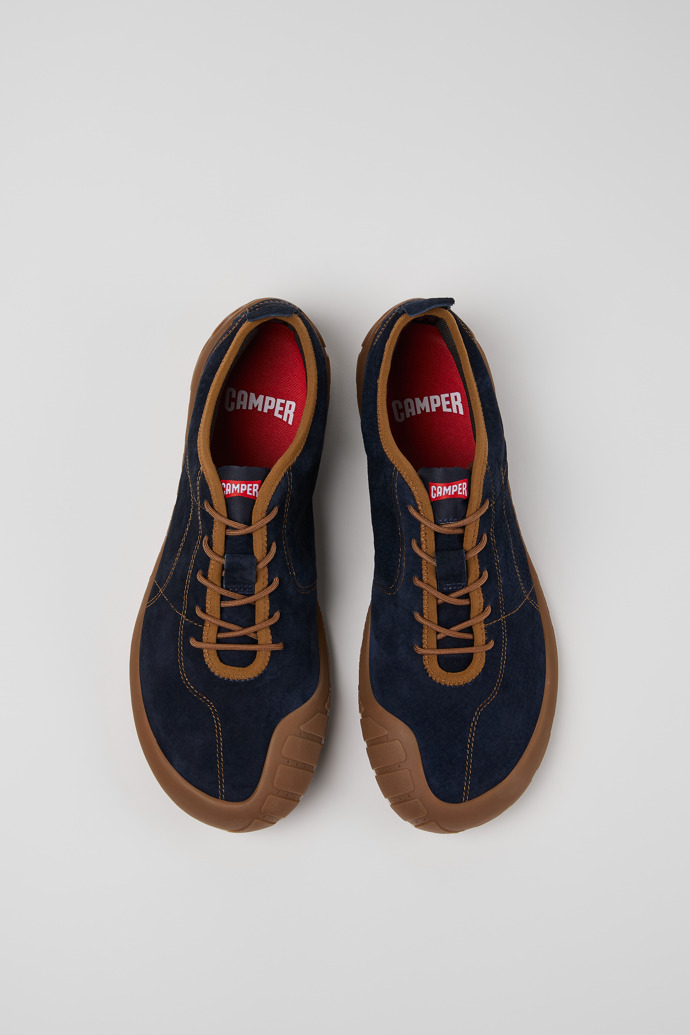 Overhead view of Peu Path Blue Nubuck Sneakers for Men.