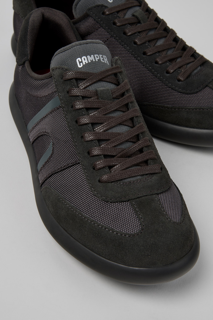 Close-up view of Pelotas Soller Gray Textile and Nubuck Sneakers for Men.