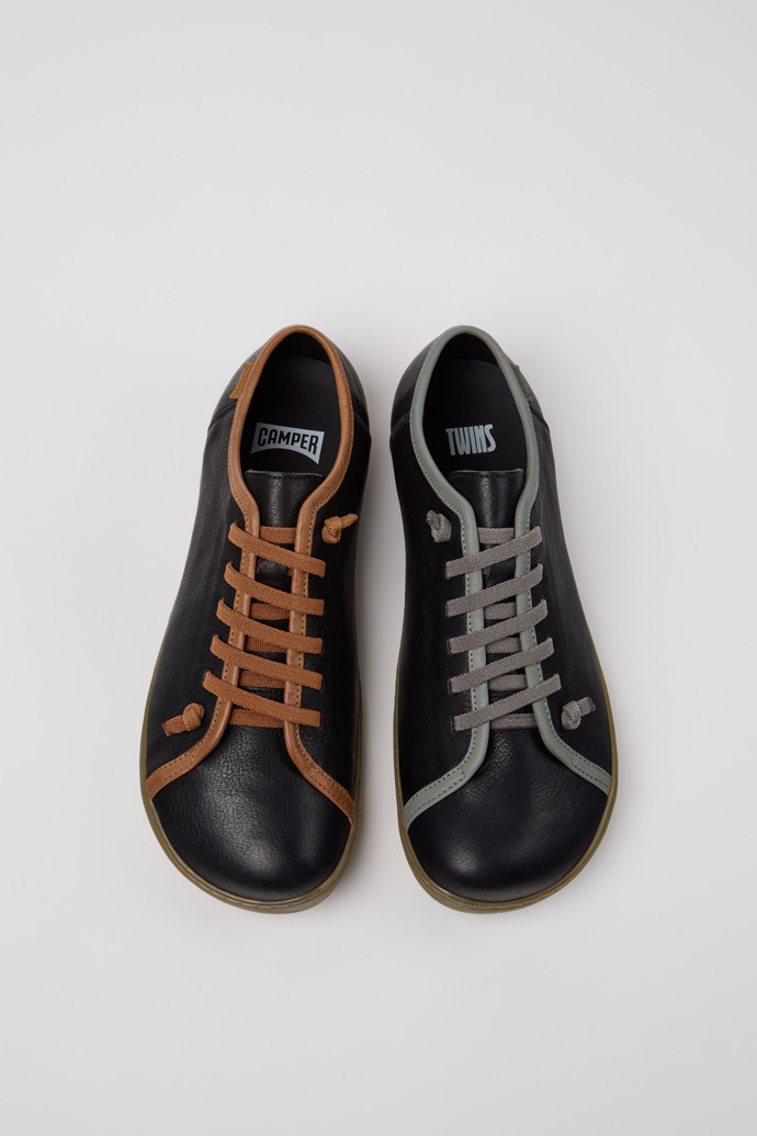 Overhead view of Twins Multicolor Leather Shoes for Men.