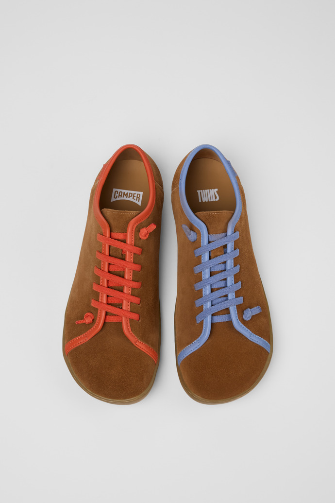 Overhead view of Twins Multicolor Suede and Leather Shoes for Men.