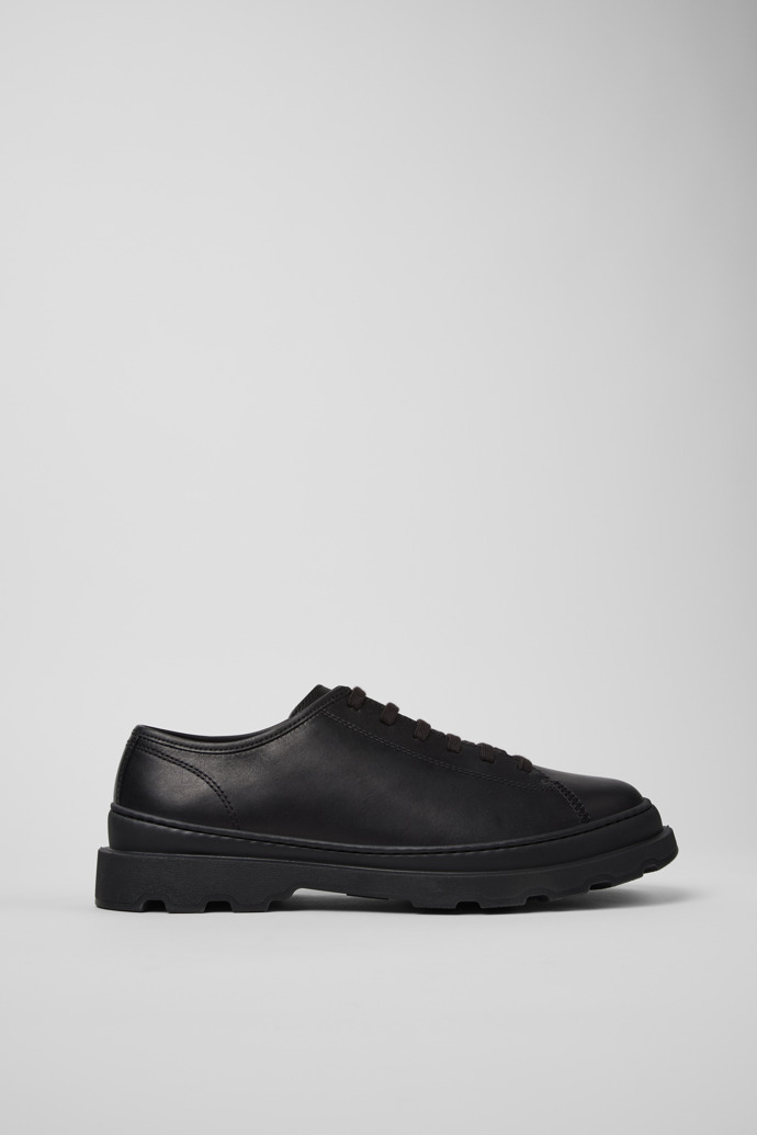 Side view of Brutus+ Black Leather Shoes for Men.