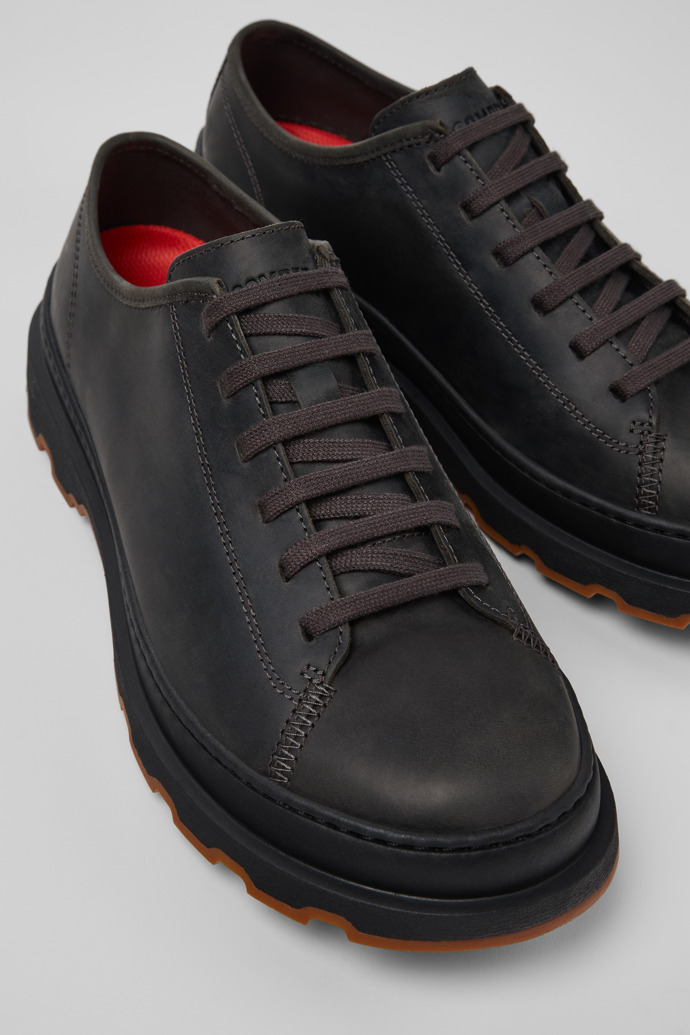 Close-up view of Brutus+ Gray Nubuck Shoes for Men.