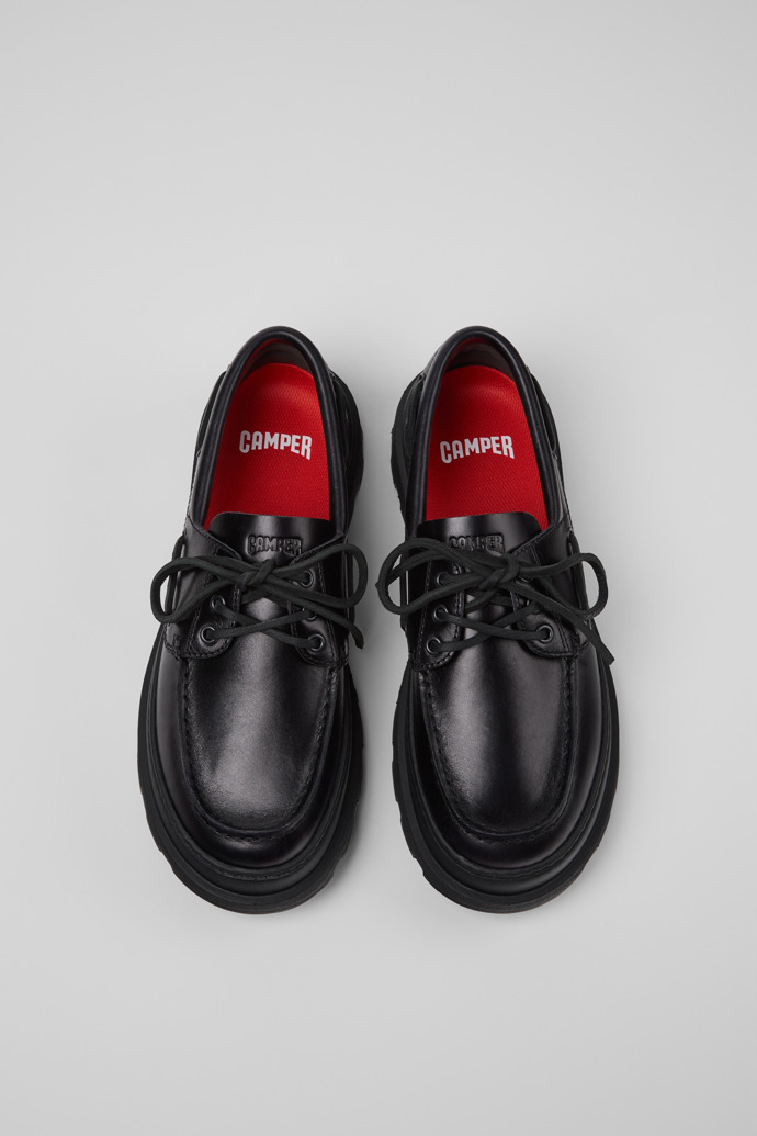 Overhead view of Brutus+ Black Leather Moccasins for Men.