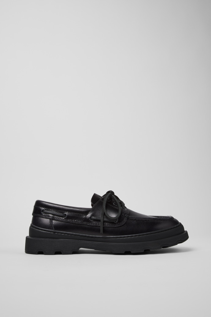 Side view of Brutus+ Black Leather Moccasins for Men.