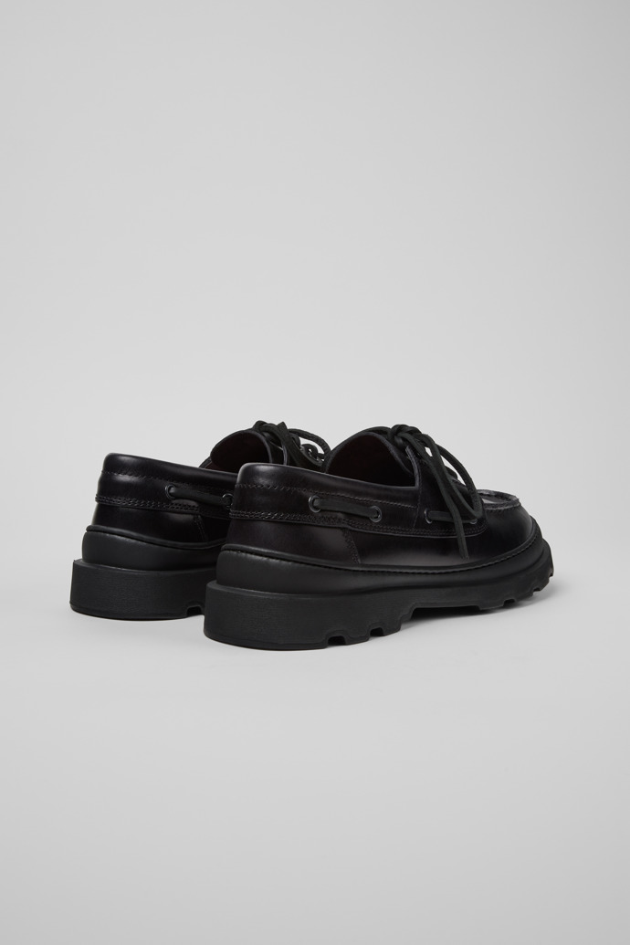 Back view of Brutus+ Black Leather Moccasins for Men.