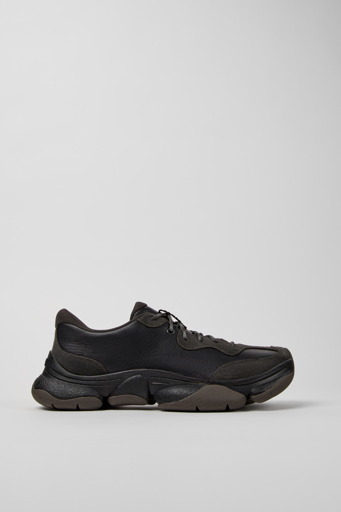 Side view of Karst 2 Black and Gray Leather and Nubuck Sneakers for Men.