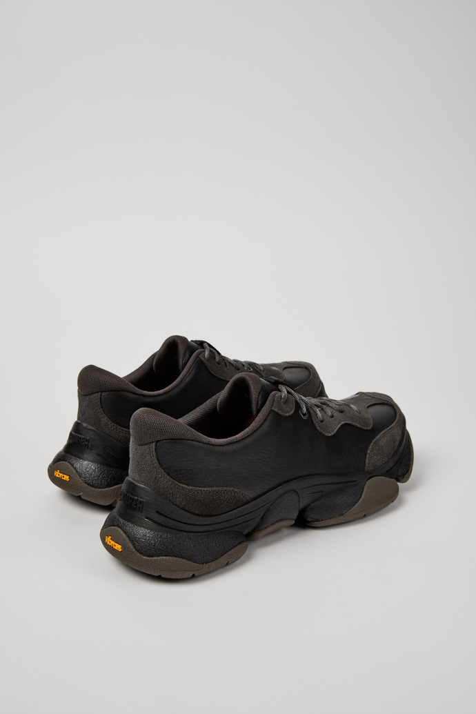 Back view of Karst 2 Black and Gray Leather and Nubuck Sneakers for Men.