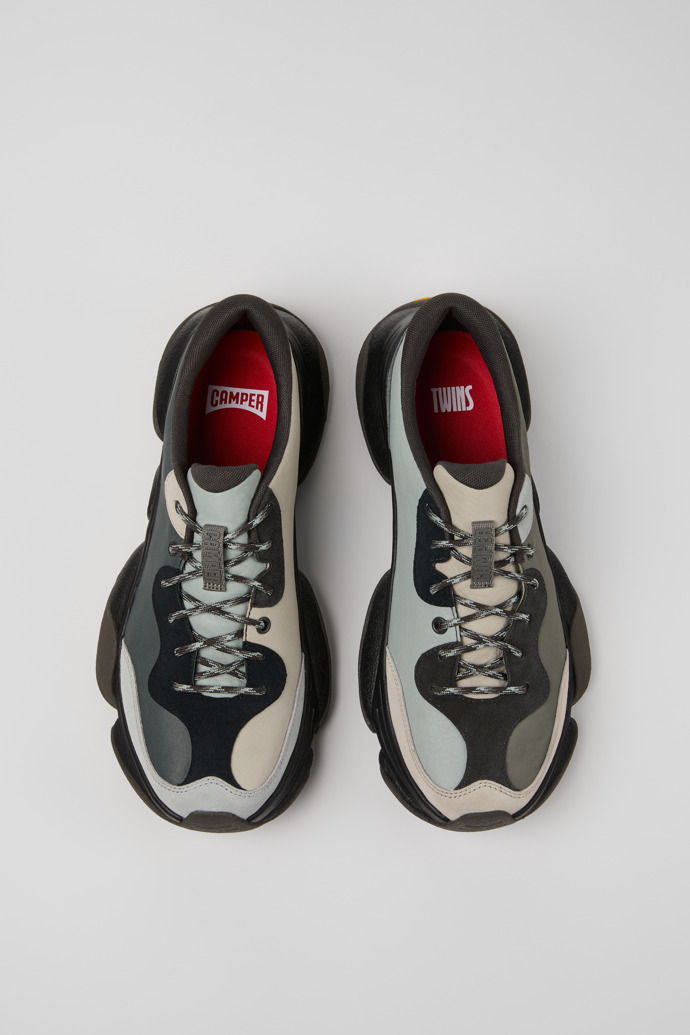 Overhead view of Twins Multicolor Leather and Nubuck Sneakers for Men.