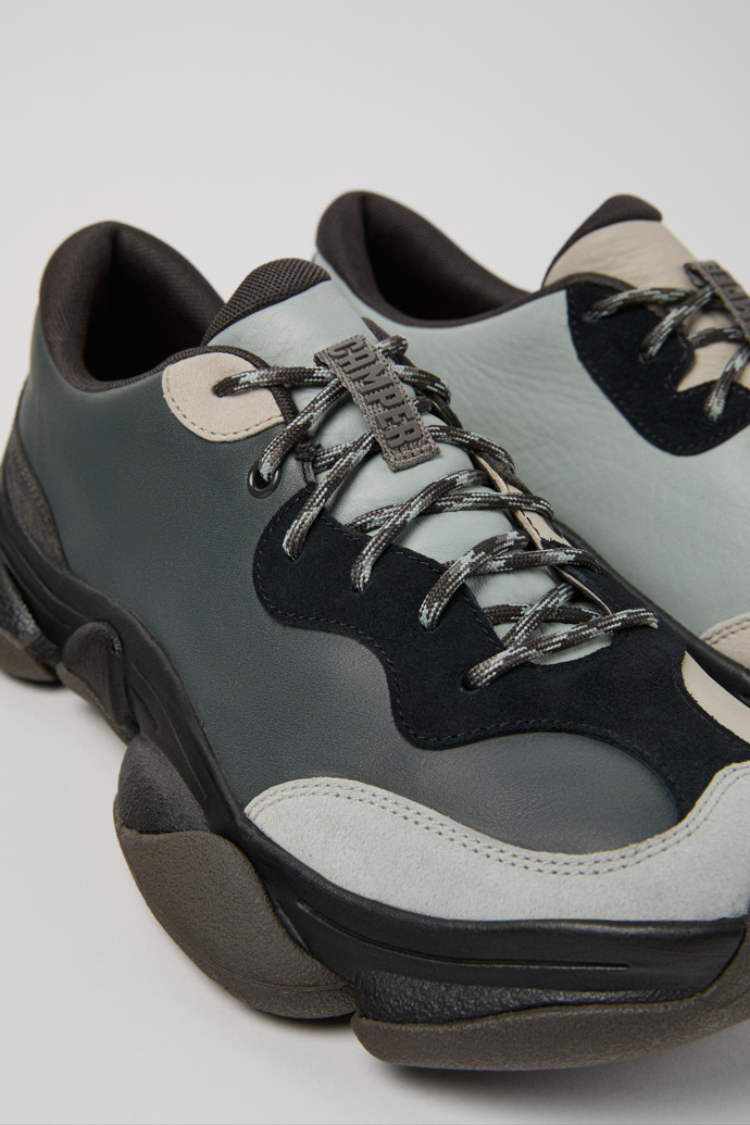 Close-up view of Twins Multicolor Leather and Nubuck Sneakers for Men.
