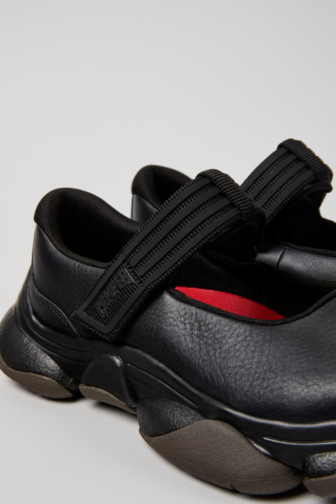 Close-up view of Karst 2 Black Leather Sneakers for Men.