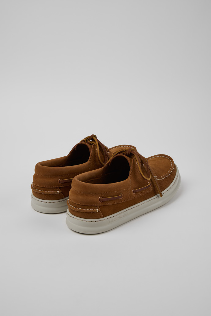 Back view of Runner Brown Nubuck Leather Nautical Moccasins for Men.