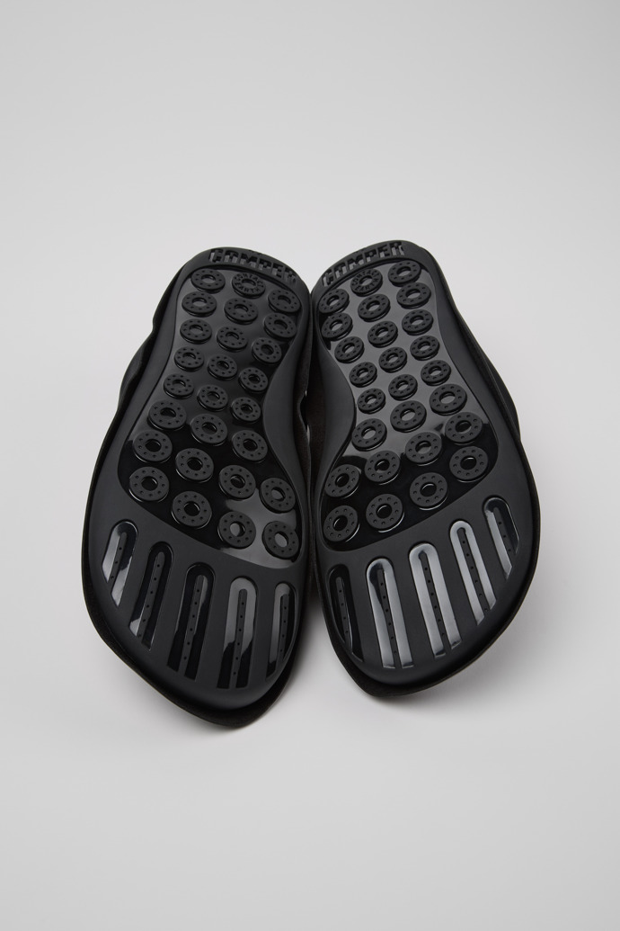 The soles of Camper x ISSEY MIYAKE - Peu Form Black Leather Shoes for Men.