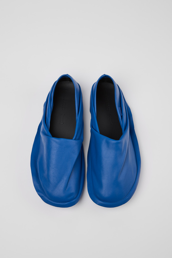 Overhead view of Camper x ISSEY MIYAKE - Peu Form Blue Leather Men's Shoes.
