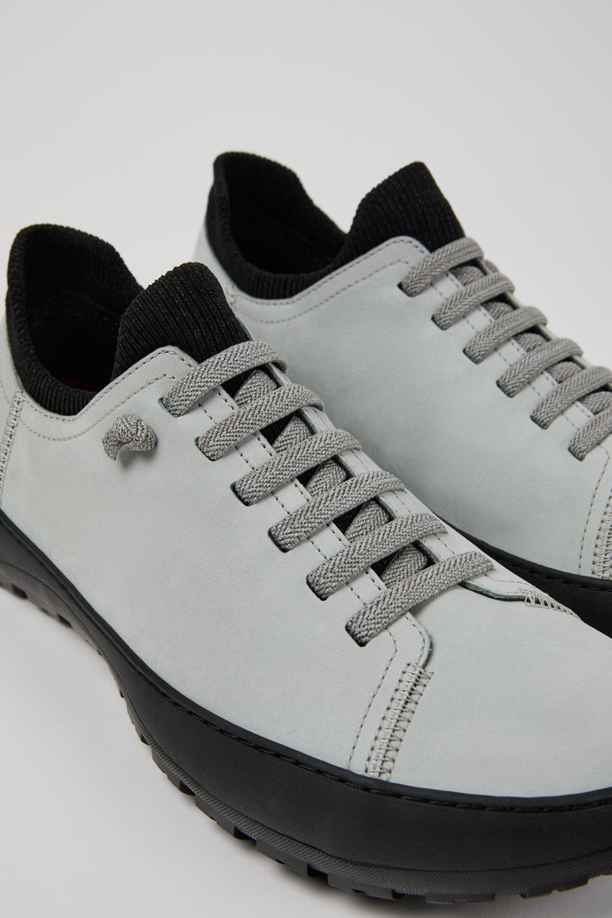 Close-up view of Peu Serra 360º Durable Gray Nubuck and Textile Sneakers for Men