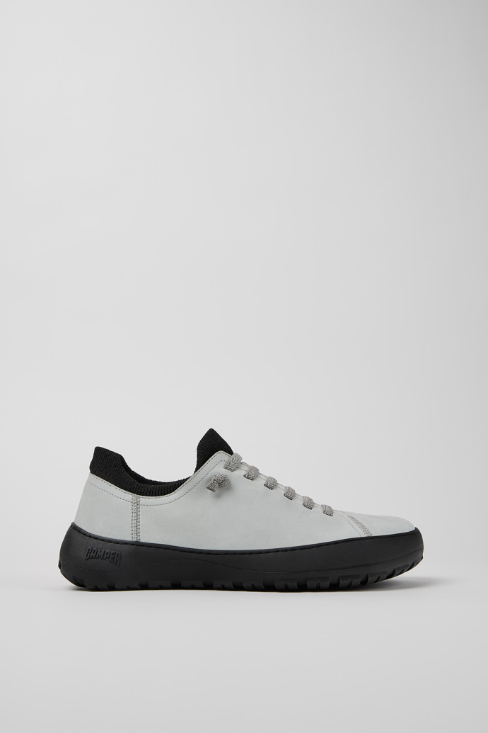 Side view of Peu Serra 360º Durable Gray Nubuck and Textile Sneakers for Men