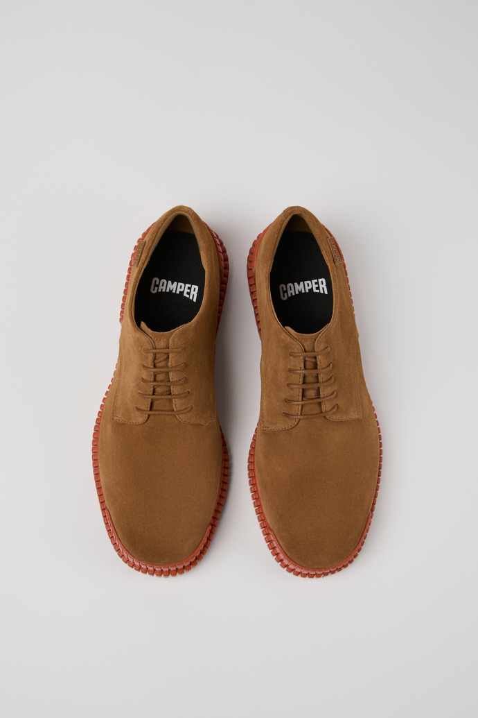 Overhead view of Pix Brown Suede Shoes for Men.