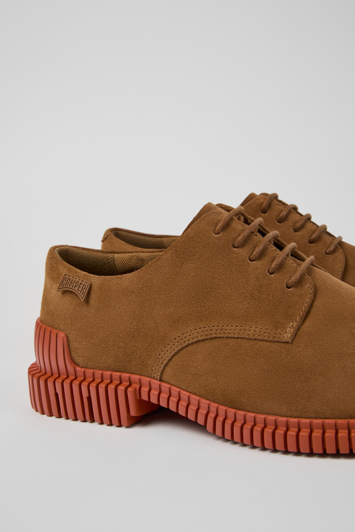 Close-up view of Pix Brown Suede Shoes for Men.