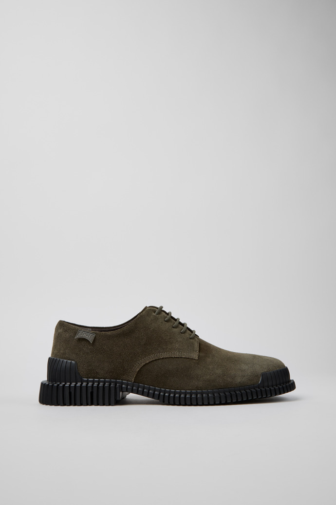 Side view of Pix Green Suede Shoes for Men.