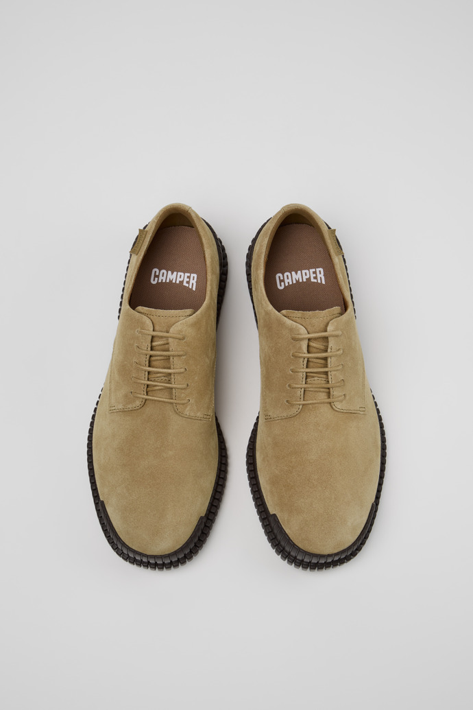 Overhead view of Pix Brown Suede Leather Shoes for Men.