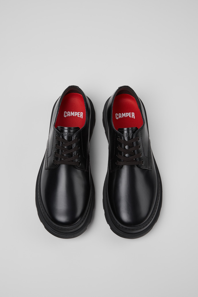 Overhead view of Brutus+ Black Leather Shoes for Men.