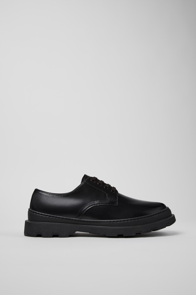 Side view of Brutus+ Black Leather Shoes for Men.