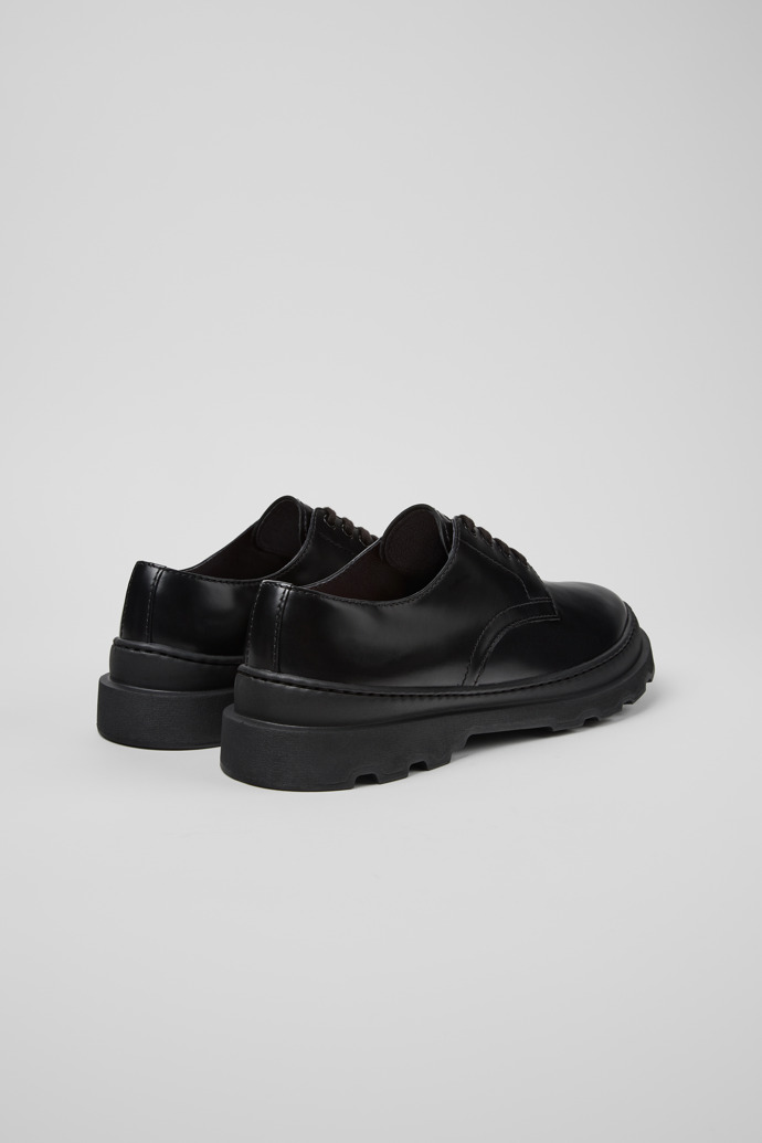 Back view of Brutus+ Black Leather Shoes for Men.