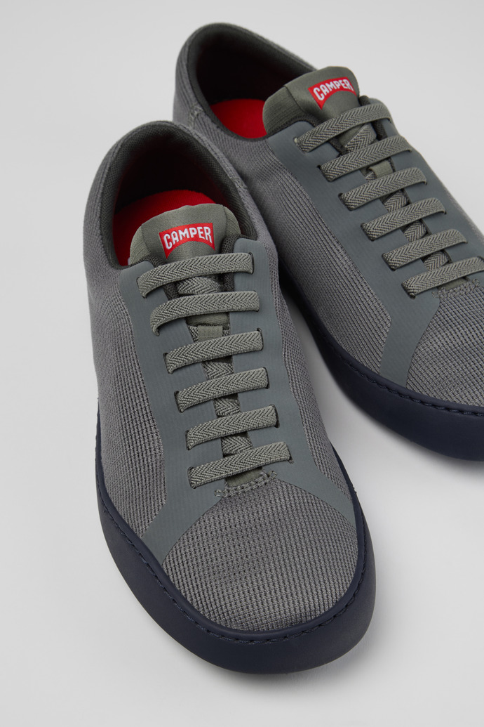 Close-up view of Peu Touring Gray Leather and Recycled Engineered Materials Sneakers for Men.