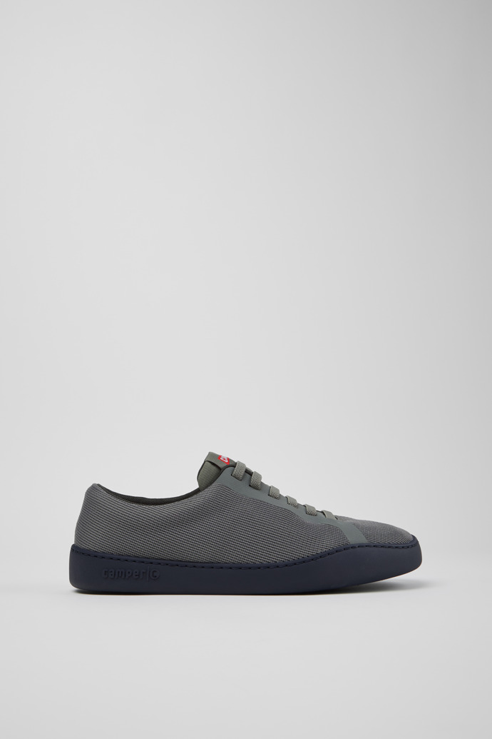Side view of Peu Touring Gray Leather and Recycled Engineered Materials Sneakers for Men.