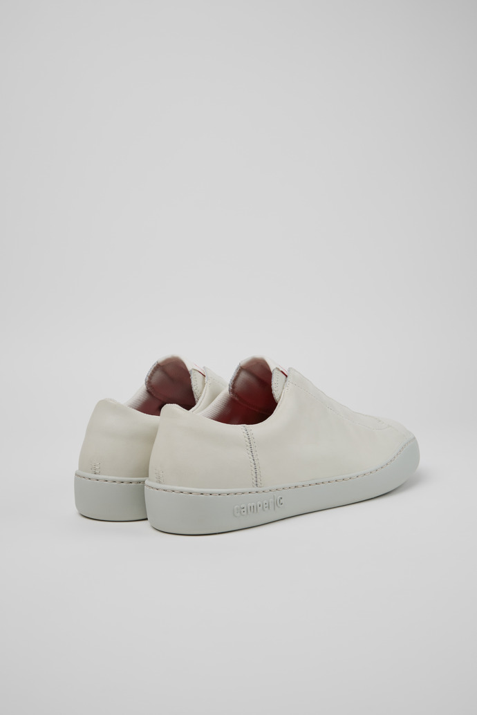 Back view of Peu Touring White Leather Sneakers Shoes for Men with EVA Outsoles.