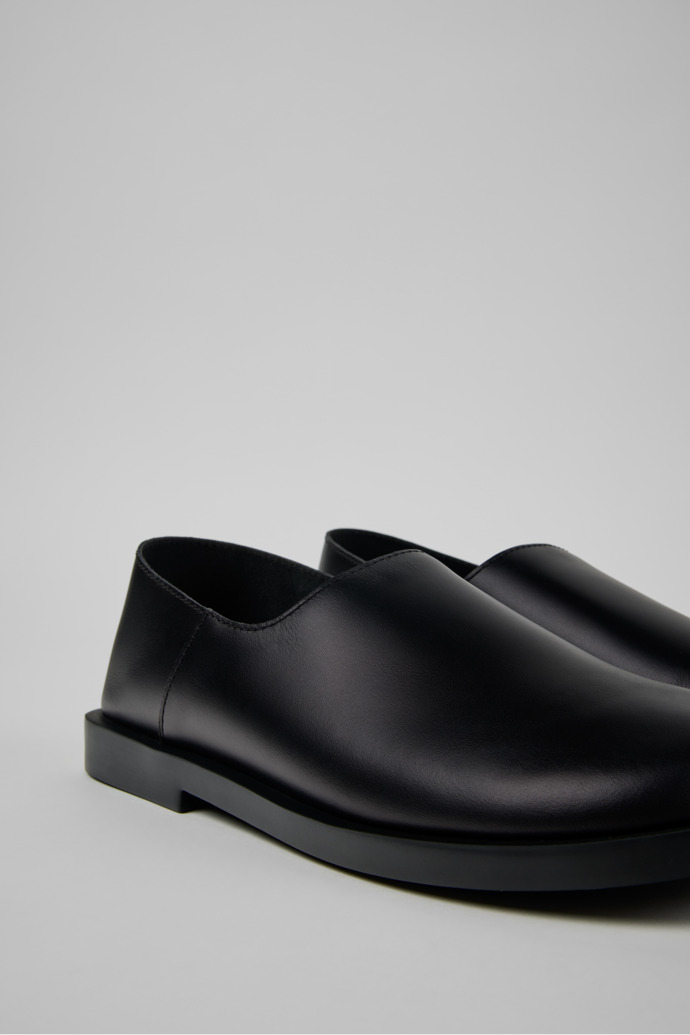 Close-up view of Don Black Leather Shoes for Men.