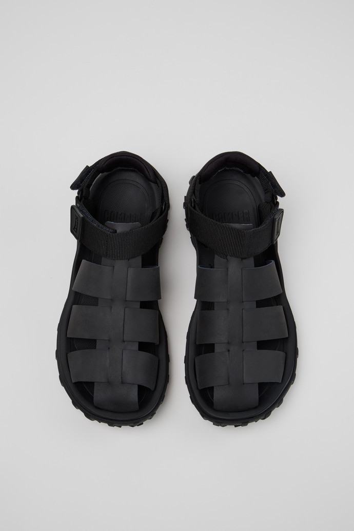 Drift Trail Sandal Schwarze Leder- und Textilsandalen für Herren.
