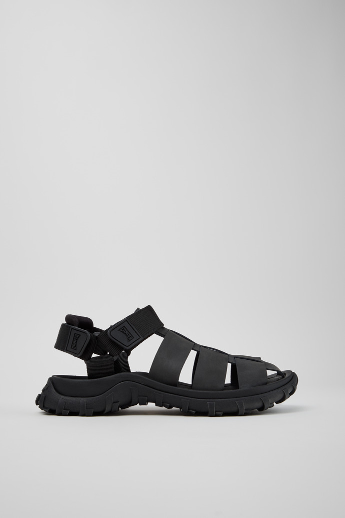 Drift Trail Sandal Schwarze Leder- und Textilsandalen für Herren.
