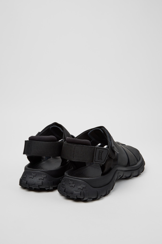 Drift Trail Sandal Schwarze Leder- und Textilsandalen für Herren.