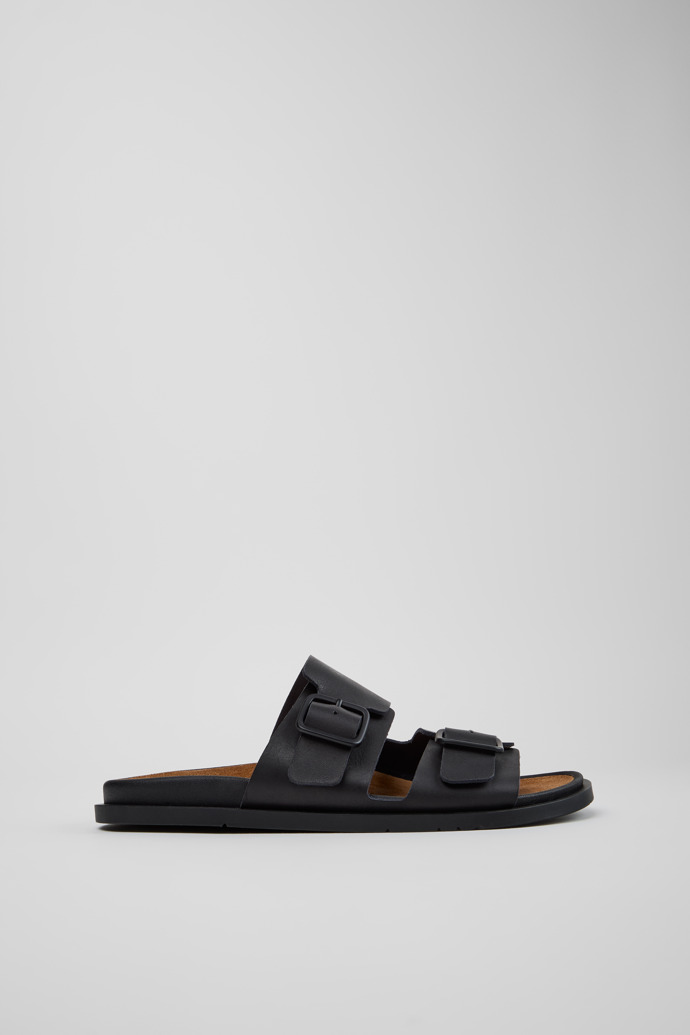 Lluc Sandal Sandalias de piel negras para hombre.