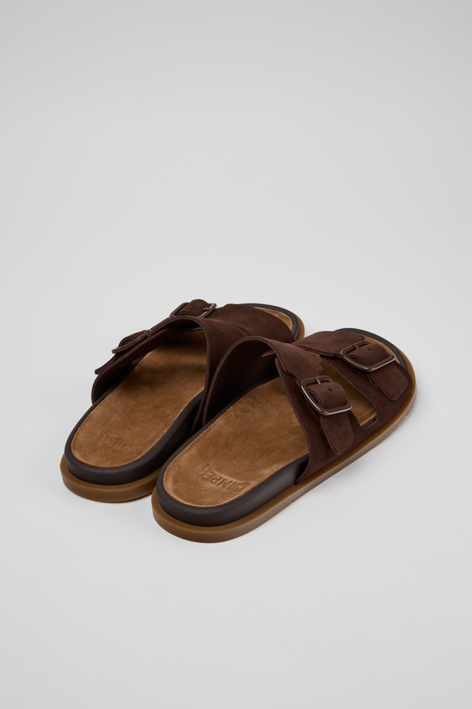 Back view of Lluc Sandal Brown Suede Leather Sandals for Men.