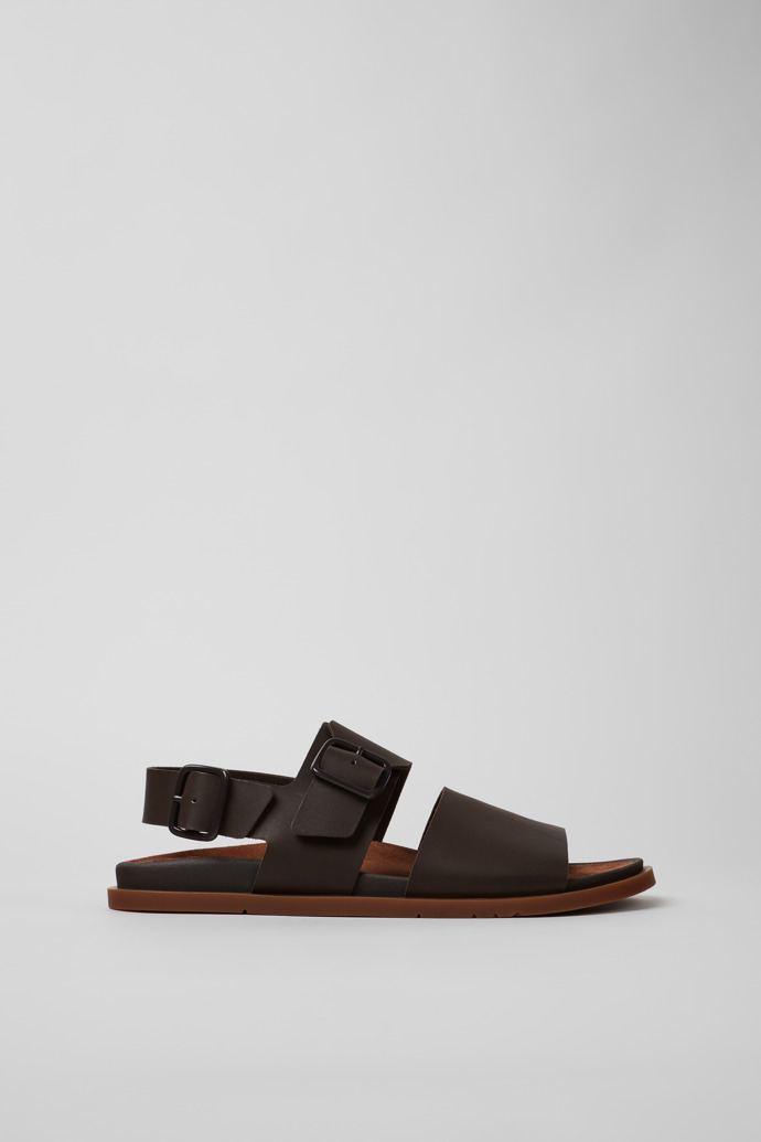 Side view of Lluc Sandal Brown Leather Sandals for Men.