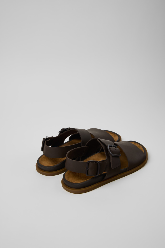 Back view of Lluc Sandal Brown Leather Sandals for Men.