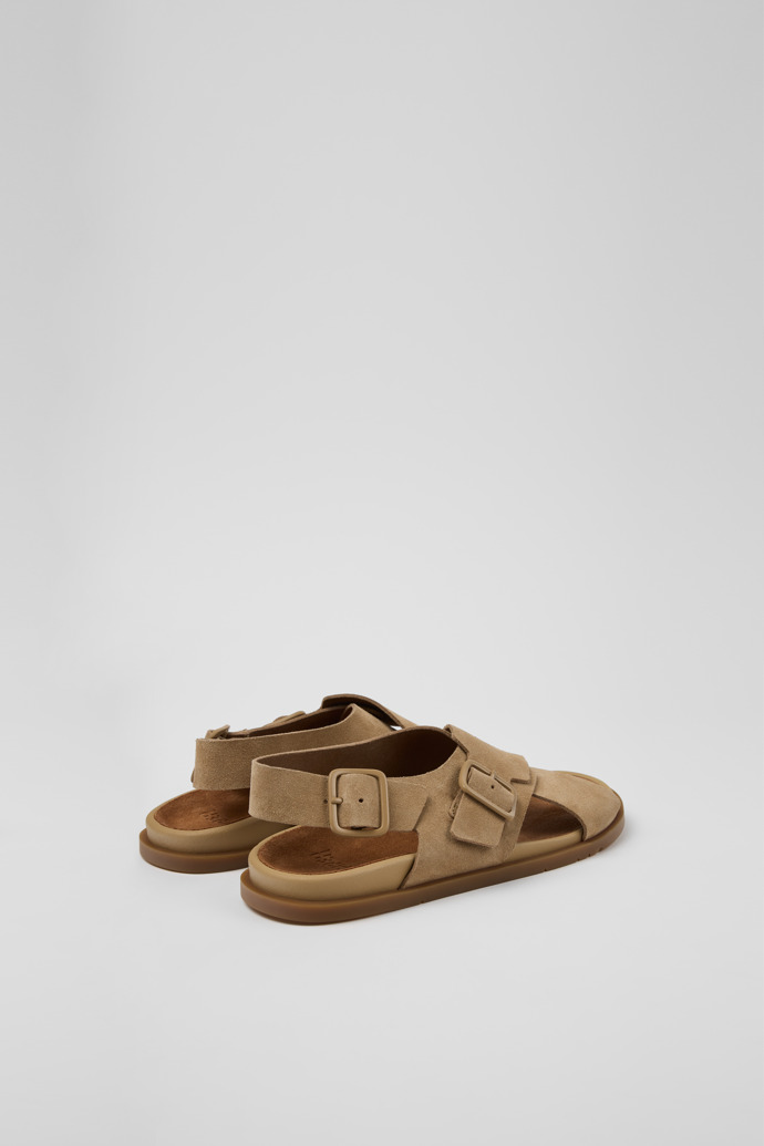 Back view of Lluc Sandal Brown Suede Leather Sandals for Men.