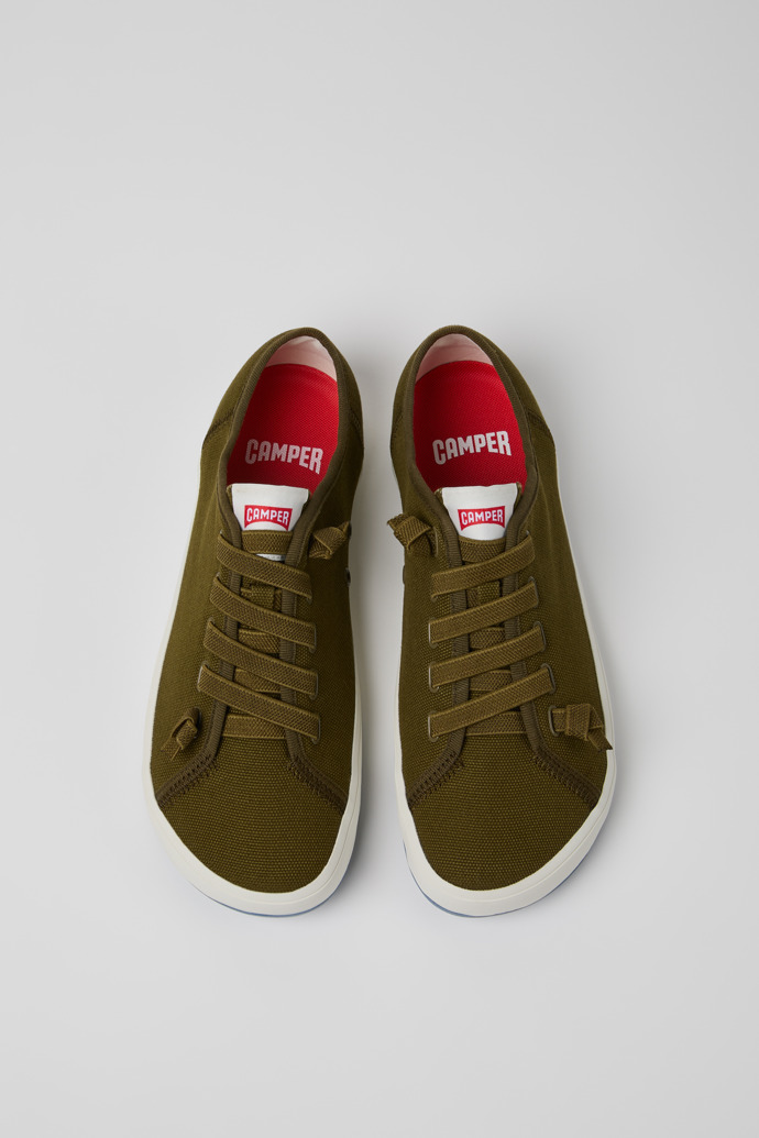 Overhead view of Peu Rambla II Green Textile Sneakers for Men.